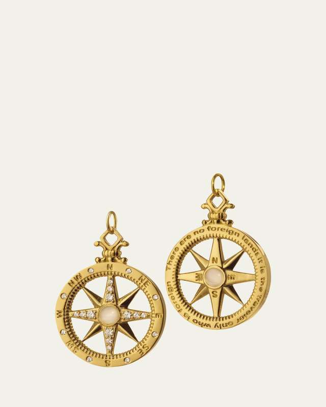 18K Yellow Gold Compass Charm with Diamonds